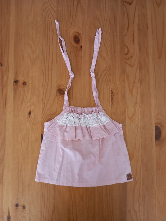 Handmade Light Pink Sleeveless Top With Lace Detail - Girls 4-5 years - My Little Cotton Co.