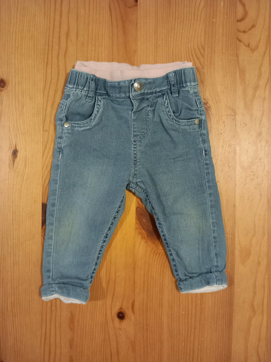 Lined Light Denim Jeans With Elasticated Waistband - Girls 6-9 months - M&S