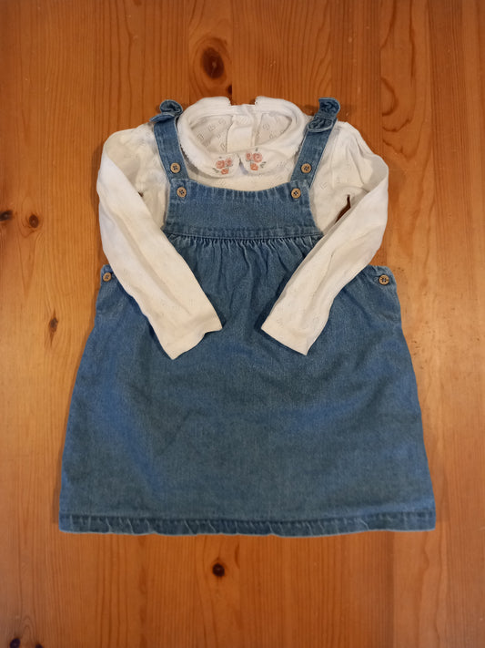 Denim Dress & Long Sleeve Bodysuit Set - Girls 12-18 months - TU