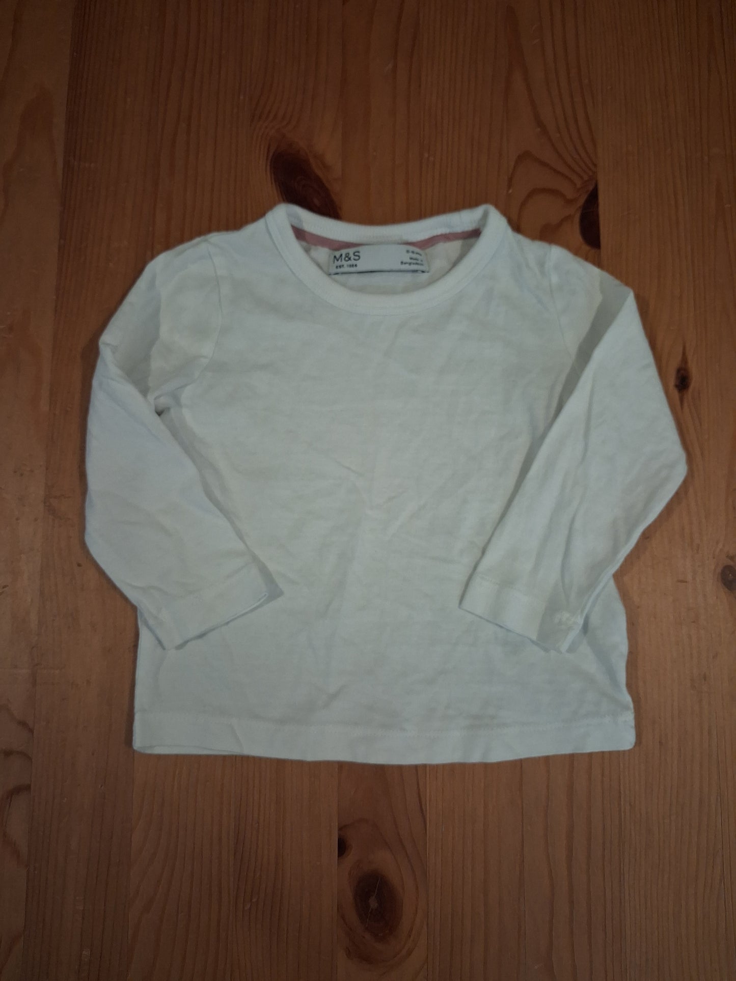 White Long Sleeve Top - Girls 12-18 months - M&S