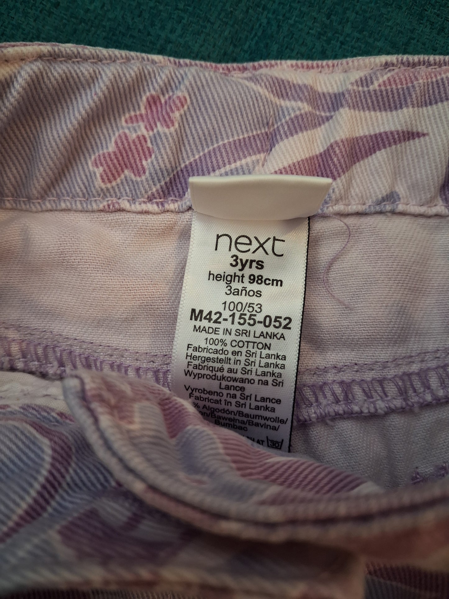 Purple Pattern Denim Shorts - Girls 3 years - Next