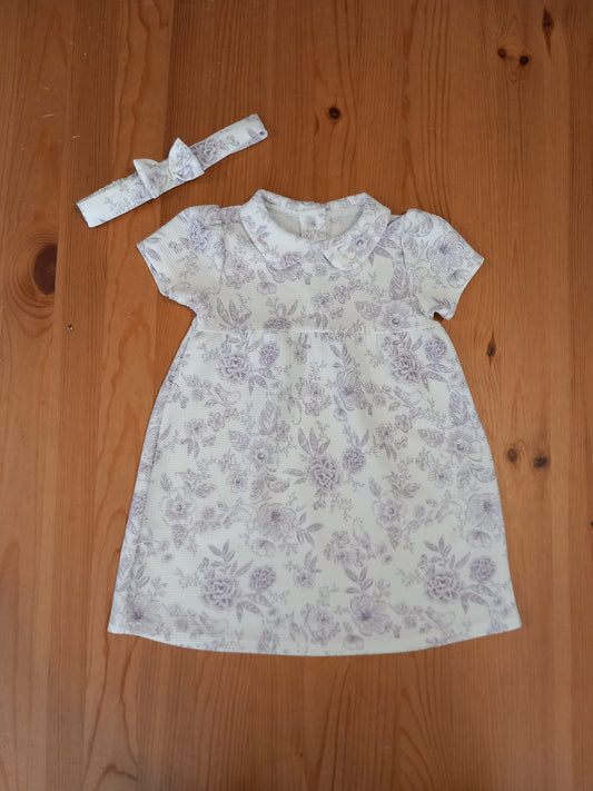 Floral Short Sleeve Dress & Headband - Girls 12-18 months - TU