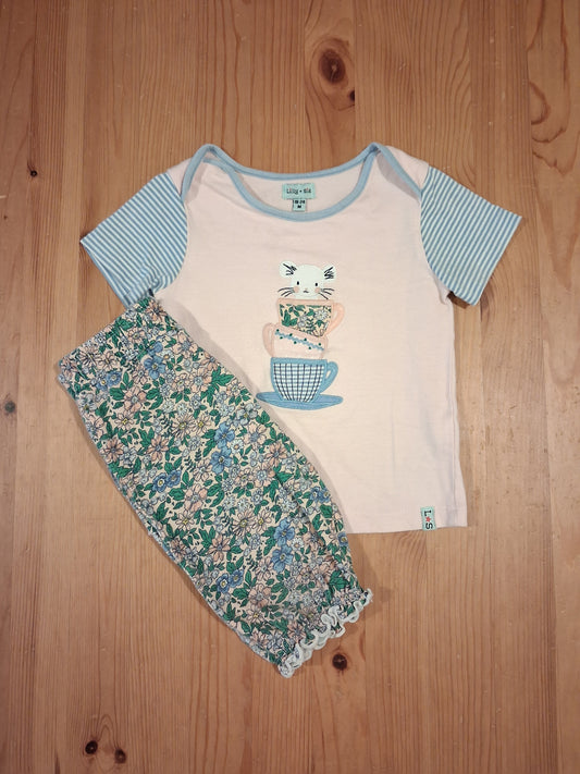 Mouse T-Shirt & Floral Cropped Trousers Set - Girls 18-24 months - Lilly & Sid
