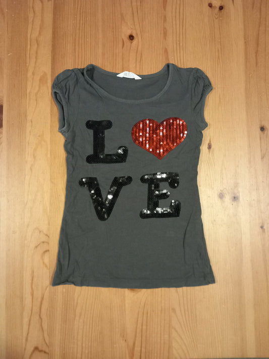 Grey Sequined 'Love' T-Shirt - Girls 8-10 years - H&M