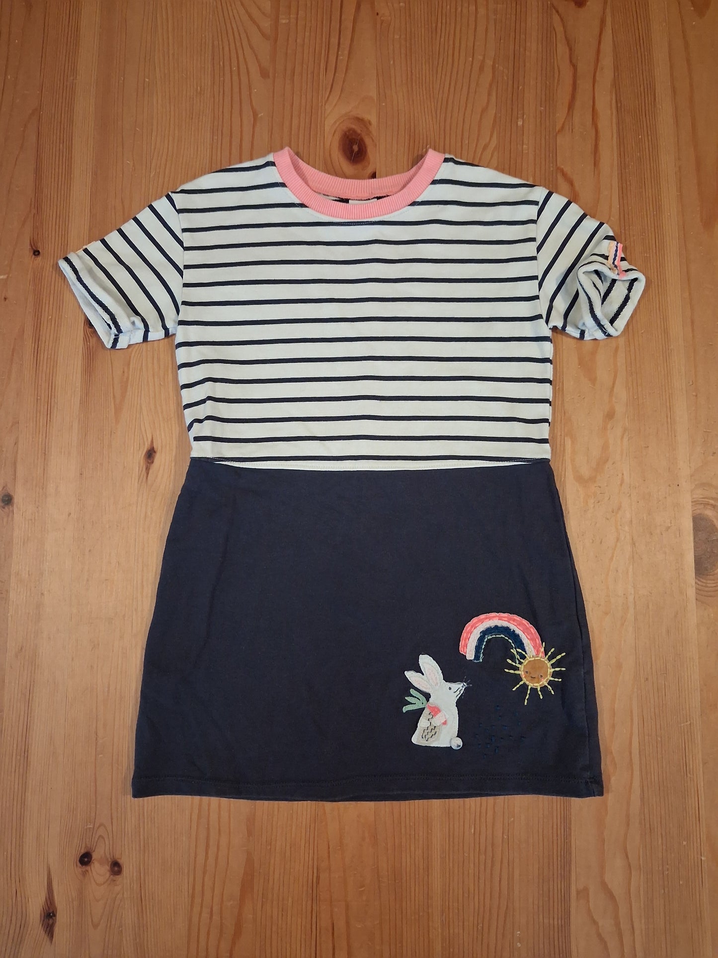 Striped Rabbit & Rainbow Short Sleeve Dress - Girls 3-4 years - Next