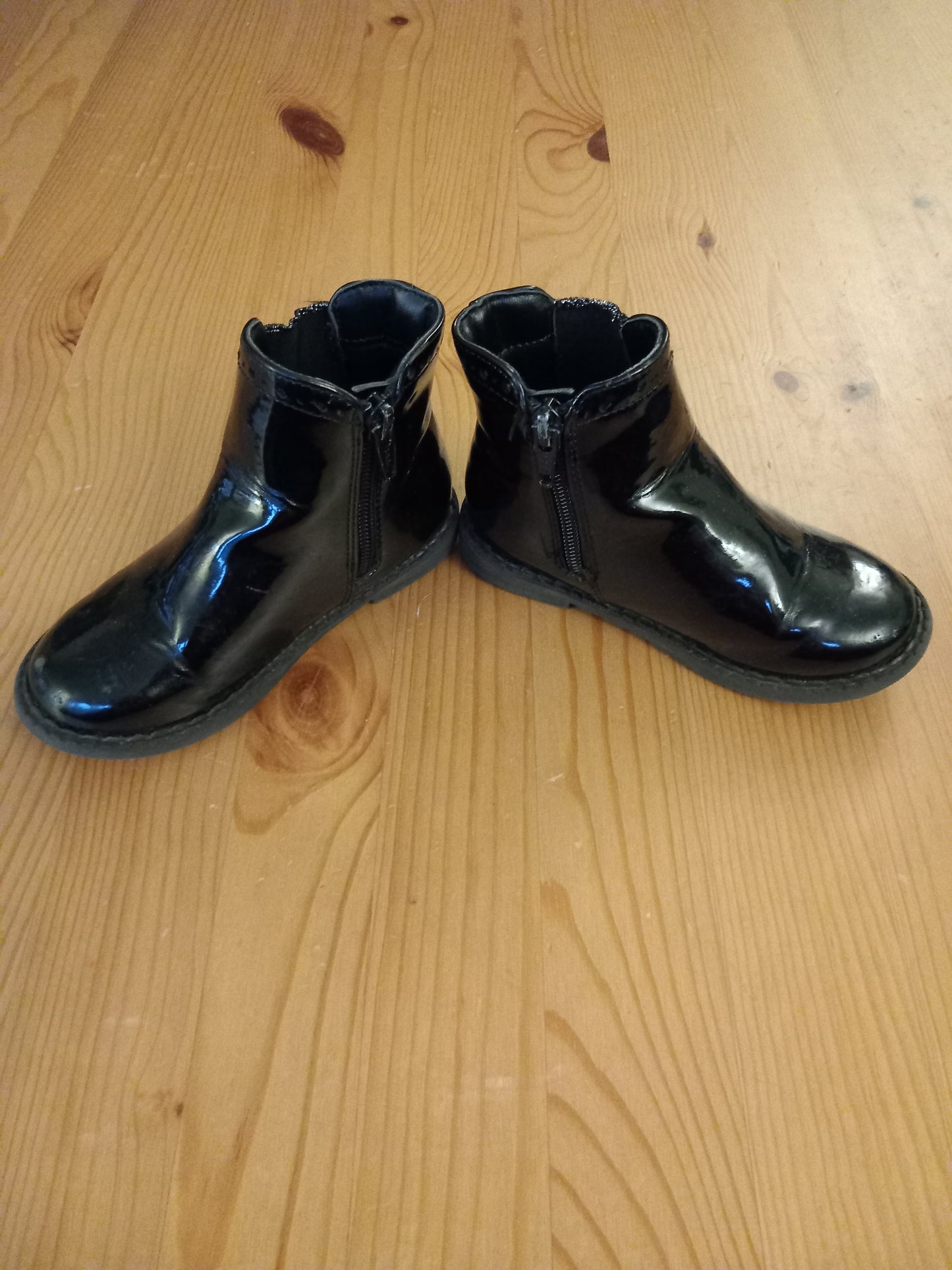 Black Patent Boots - Girls Junior Size 8 - George