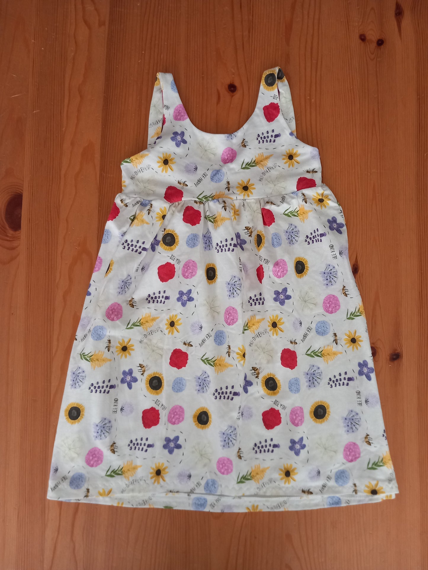 Handmade Flowers & Bees Dress - Girls 4-5 years - Little J Clothing