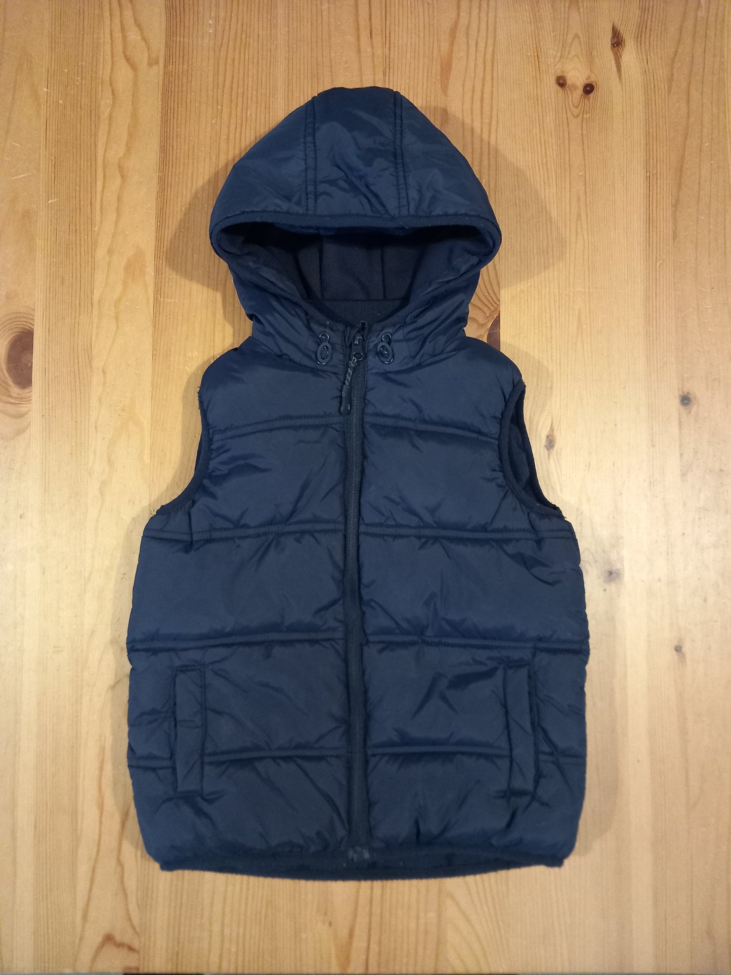 Navy Padded Hooded Gilet With Fleecy Lining - Boys 6-7 years - Bluezoo