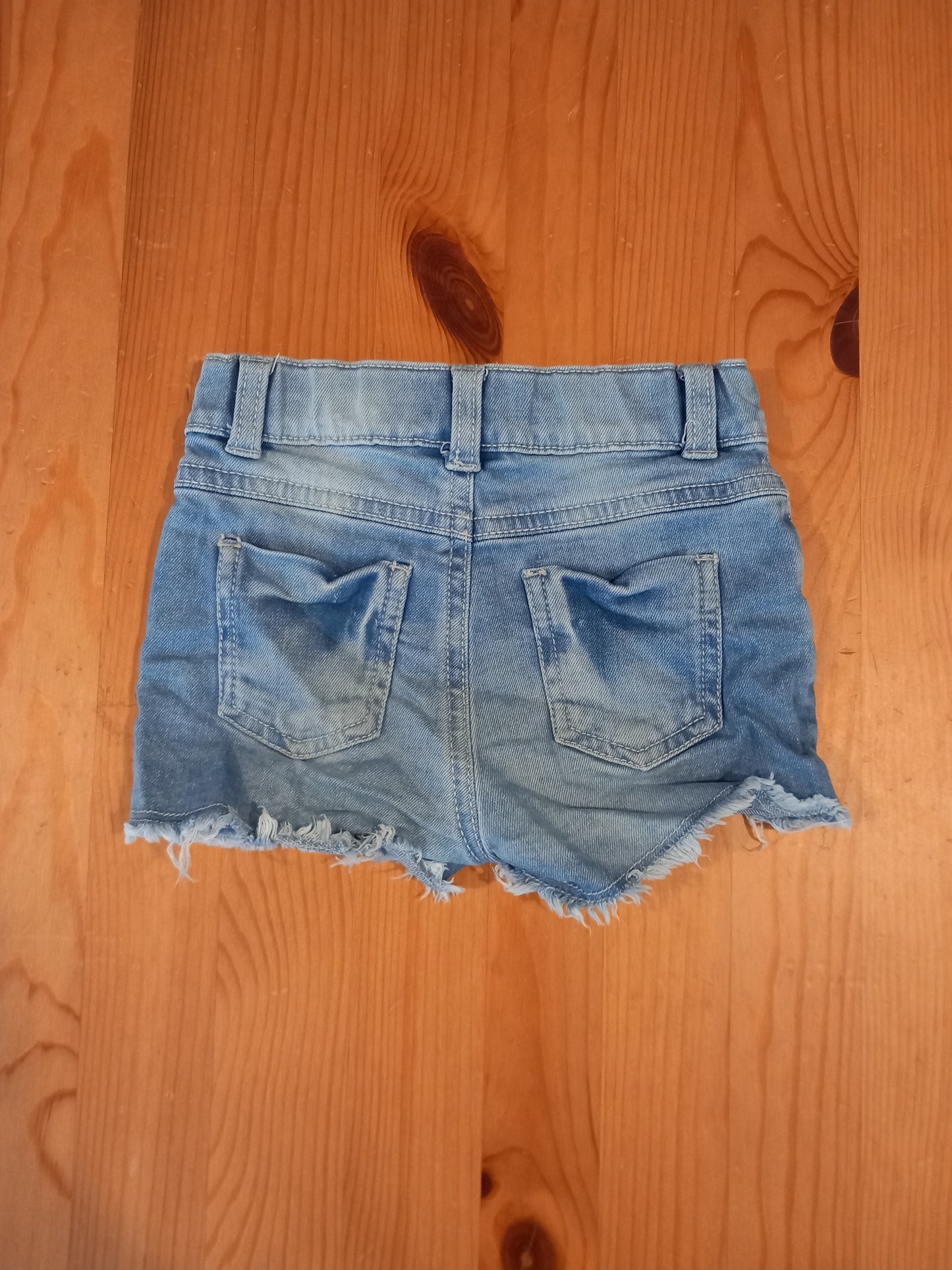 Distressed Look Denim Shorts With Adjustable Waistband - Girls 12-18 months - F&F