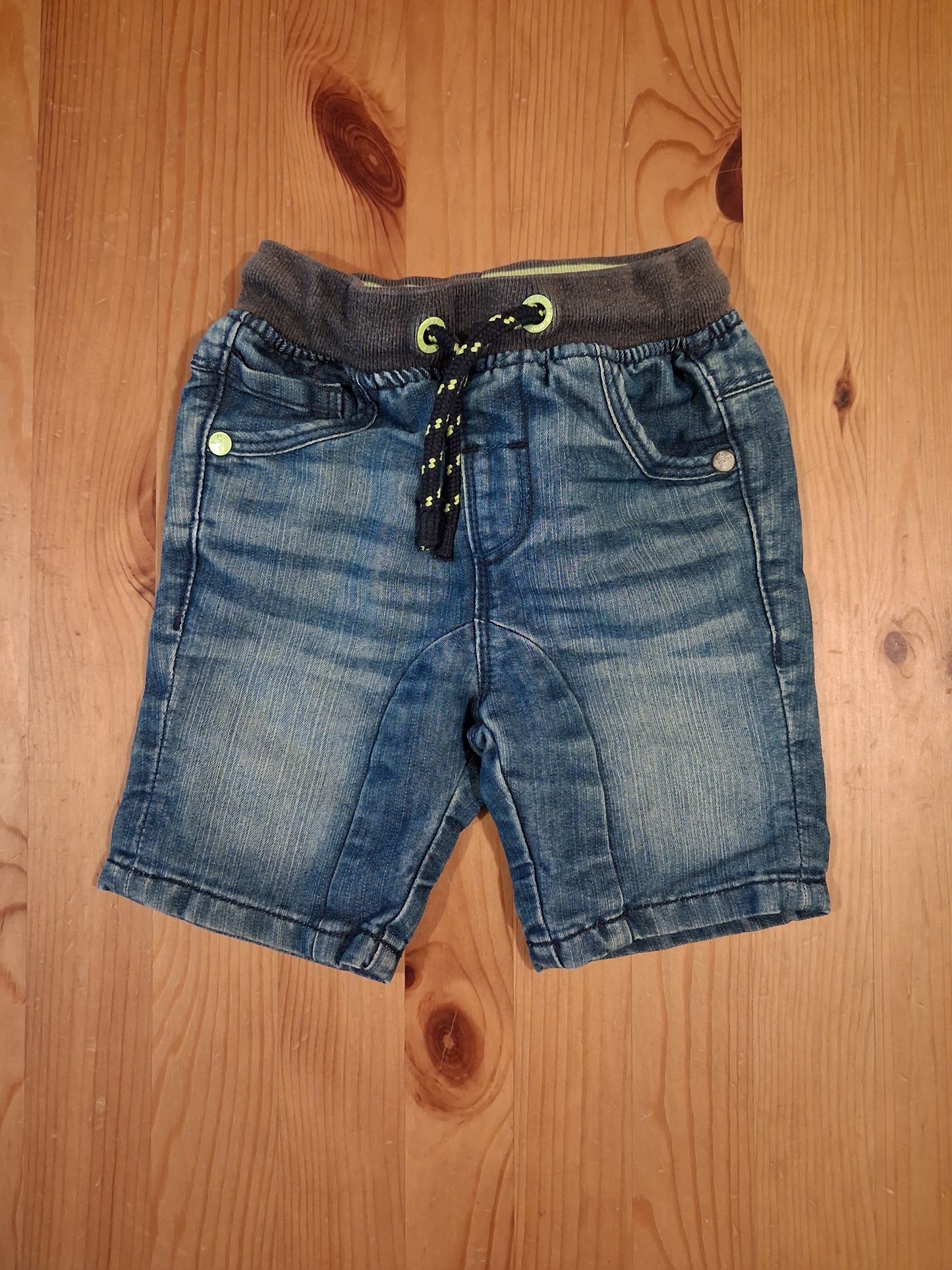 Distressed Look Denim Shorts With Elasticated Drawstring Waistband - Boys 18-24 months - Next