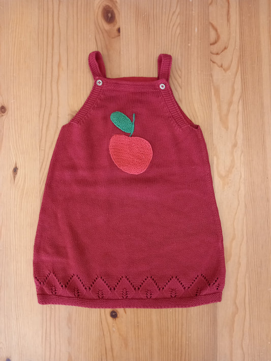 Knitted Style Apple Pinafore Dress - Girls 12-18 months - TU