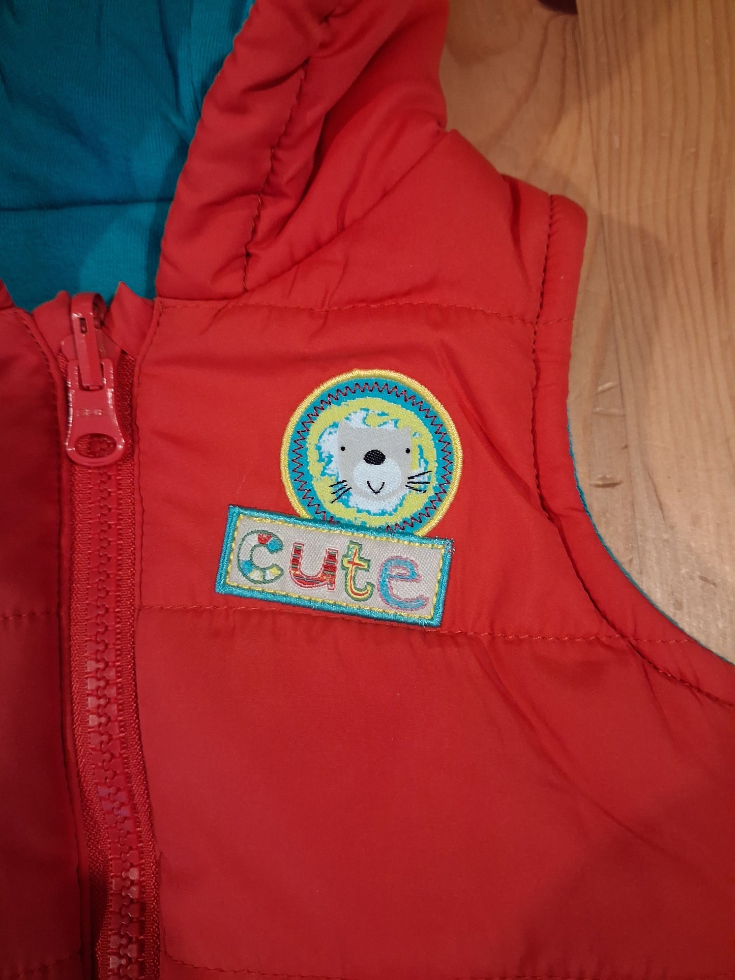 Red 'Cute' Gilet/Body Warmer - Boys First Size - George