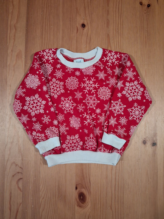 Red Snowflakes Christmas Sweatshirt/Jumper - Unisex 2-3 years - Fred & Noah