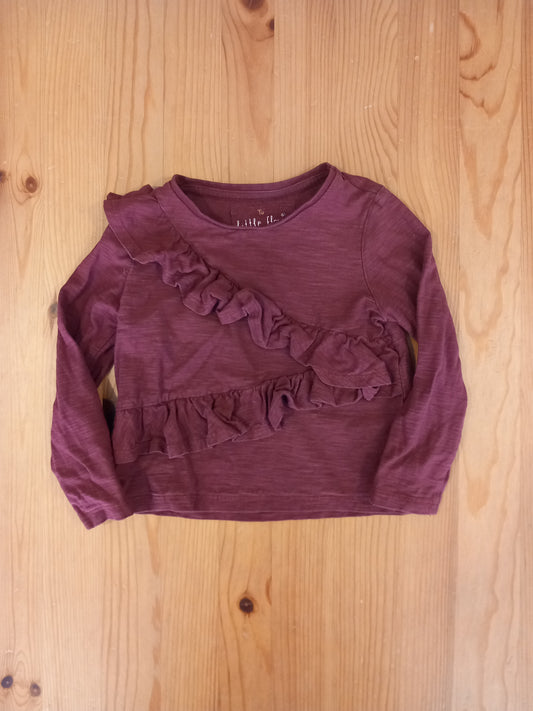 Long Sleeve Ruffle Front Top - Girls 9-12 months - TU