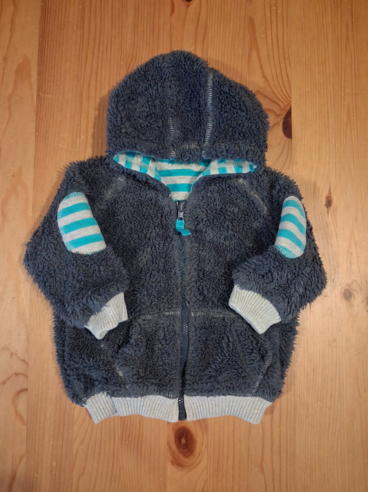 Furry Grey Lined Jacket/Hoodie - Boys 3-6 months - M&S