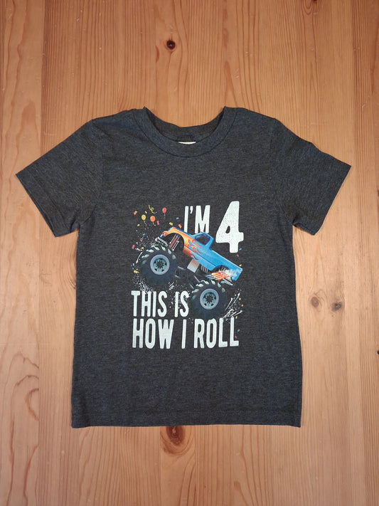 Grey 'I'm 4' Truck T-Shirt - Boys 4 years - Port & Company