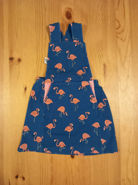 Handmade Flamingos Pinafore Dress - Girls 2-3 years - Mary-Jane Handmade Children's Clothes