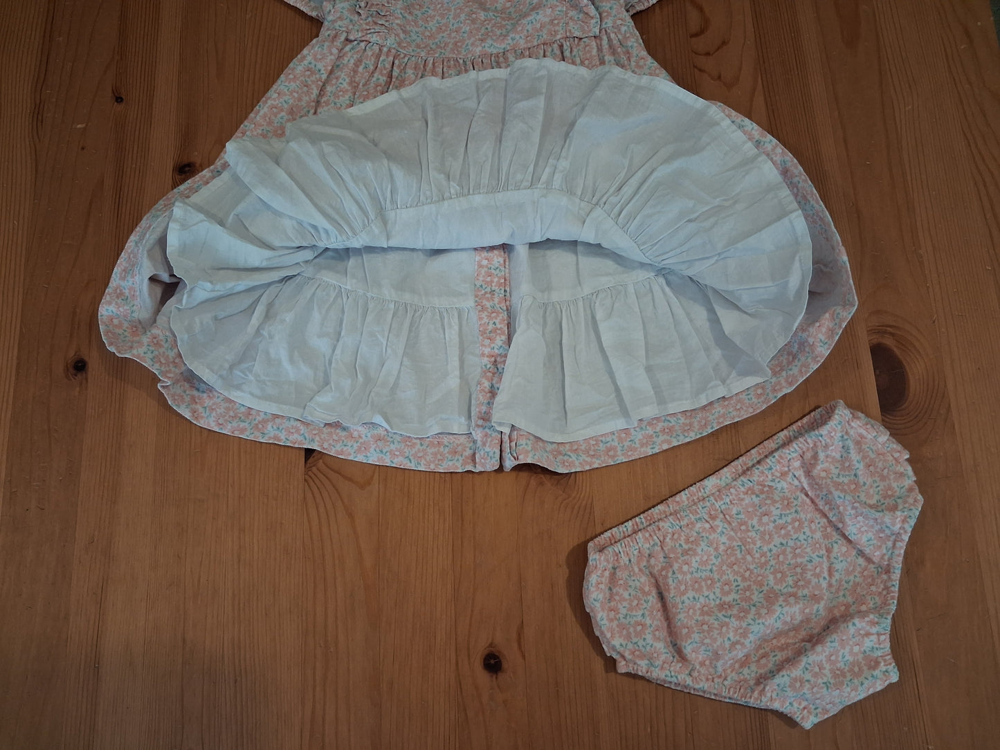 Floral Fine Corduroy Lined Dress With Matching Knickers - Girls 12-18 months - John Lewis