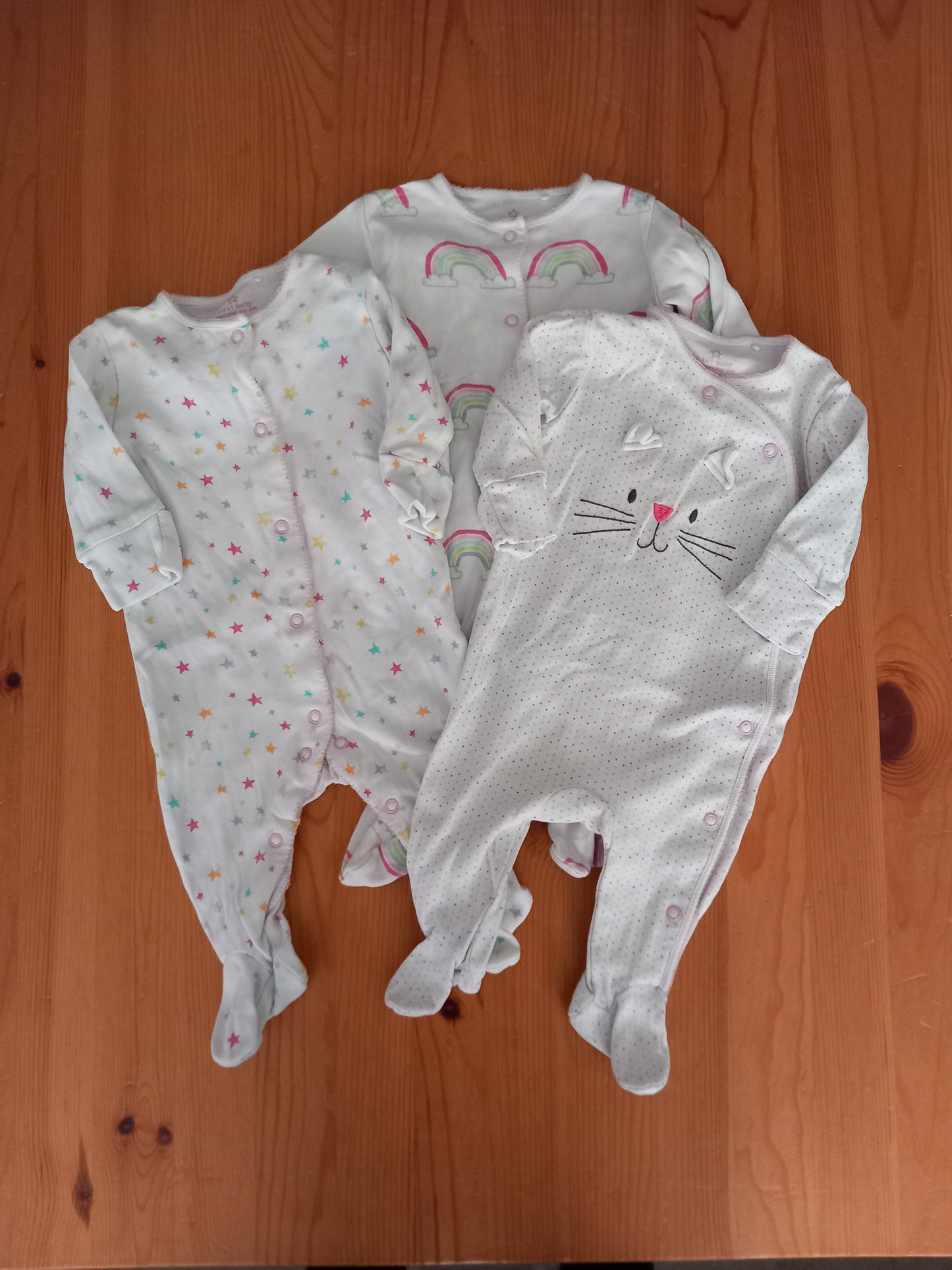 3 x Colourful Sleepsuits - Girls up to 3 months - Next