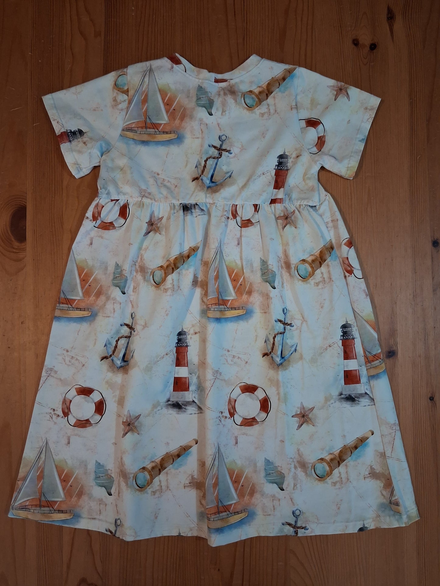 Handmade Nautical Short Sleeve Dress - Girls 5-6 years - Ellie Rae Clothing