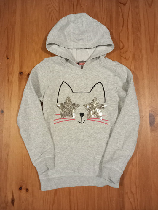 Grey Sequined Cat Hoodie - Girls 10-11 years - George