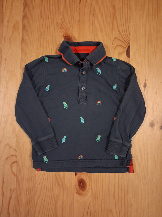 Navy Dinosaurs & Rainbows Long Sleeve Polo Style Top - Boys 18-24 months - George
