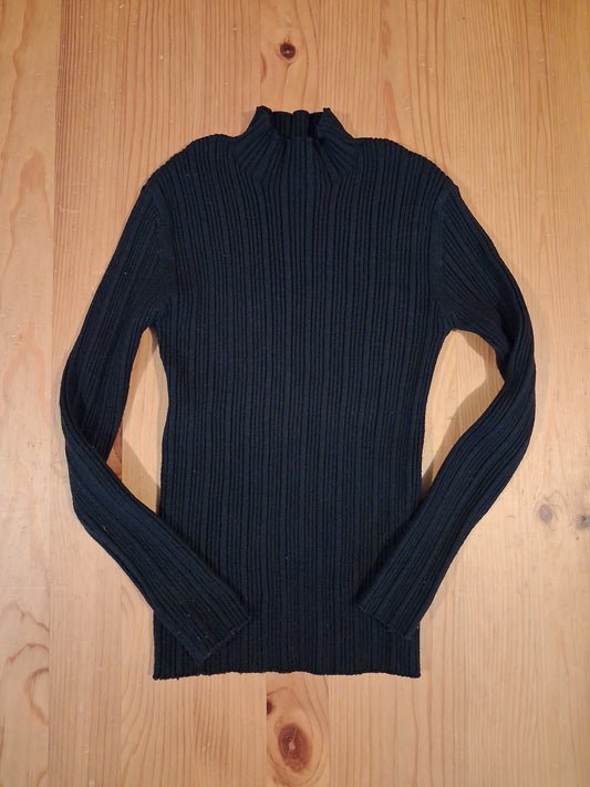 Black Ribbed High Neck Long Sleeve Top - Girls 7 years - TU