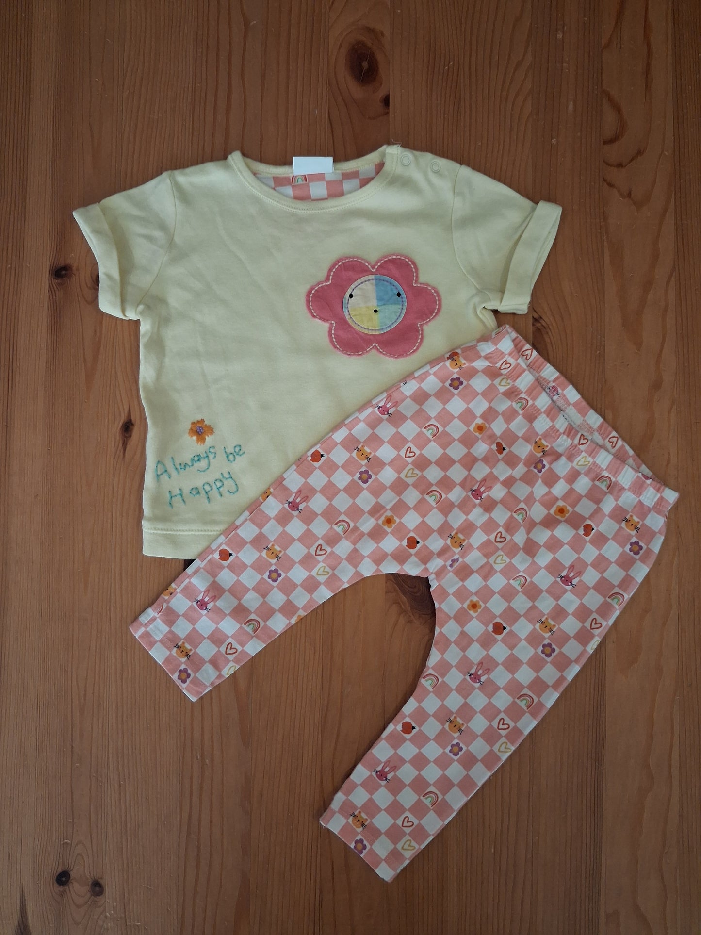 'Always Be Happy' Patterned T-Shirt & Leggings Set - Girls 6-9 months - Next