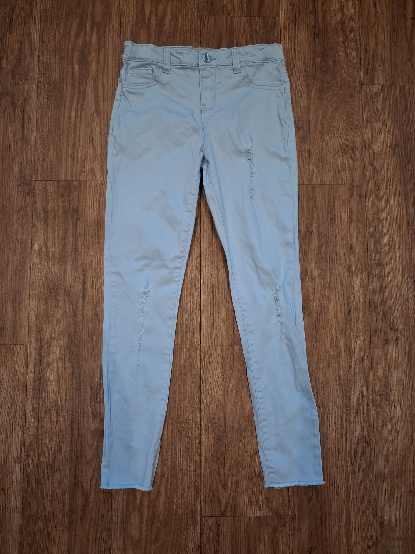 Light Denim Distressed Look Skinny Jeans With Adjustable Waistband - Girls 9-10 years - Denim Co.