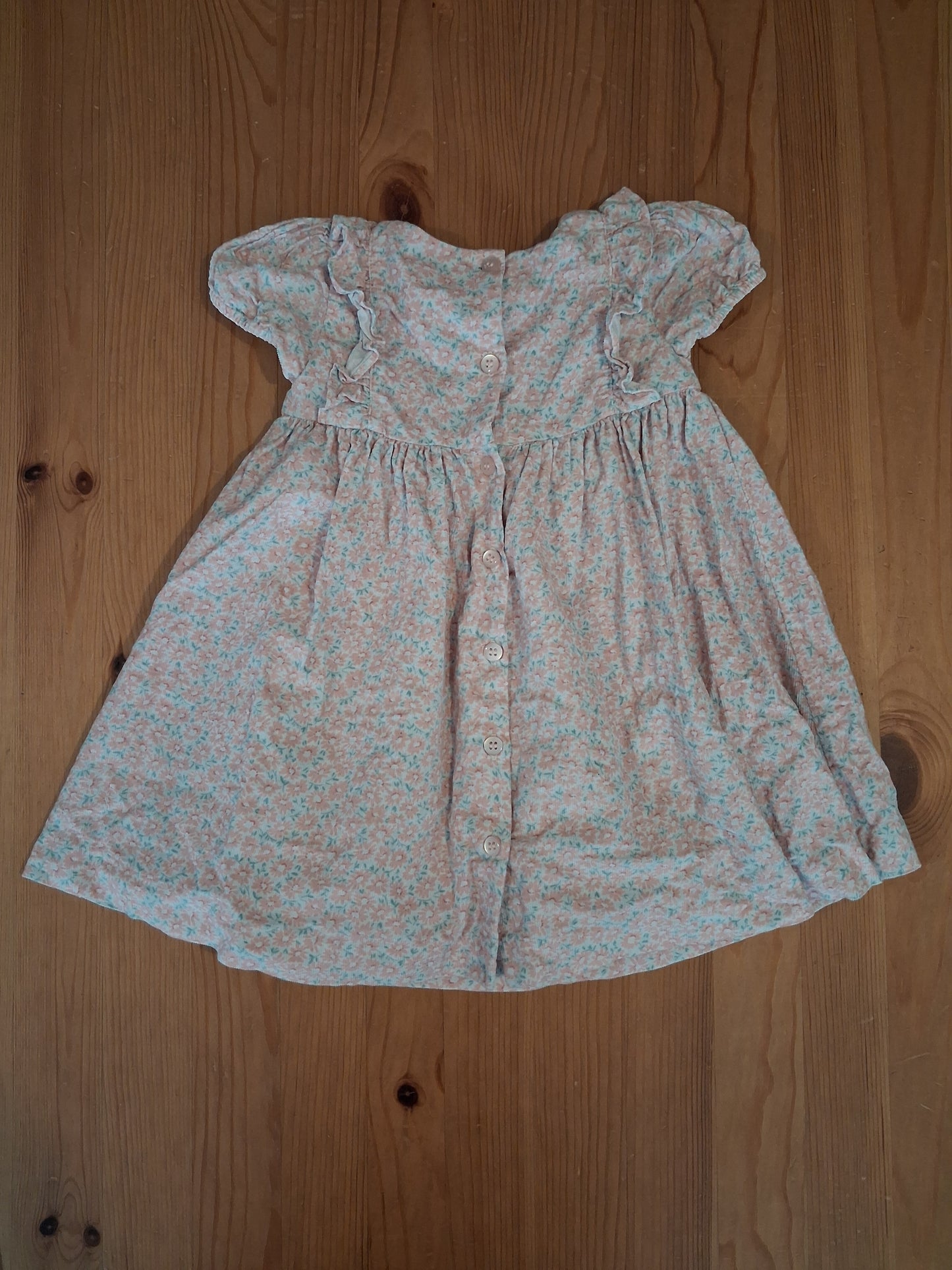 Floral Fine Corduroy Lined Dress With Matching Knickers - Girls 12-18 months - John Lewis