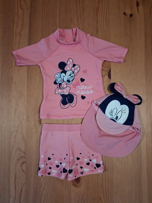 Minnie Mouse Sun/Swim/Beach Set (Top, Shorts & Hat) - Girls 18-24 months - Disney Baby