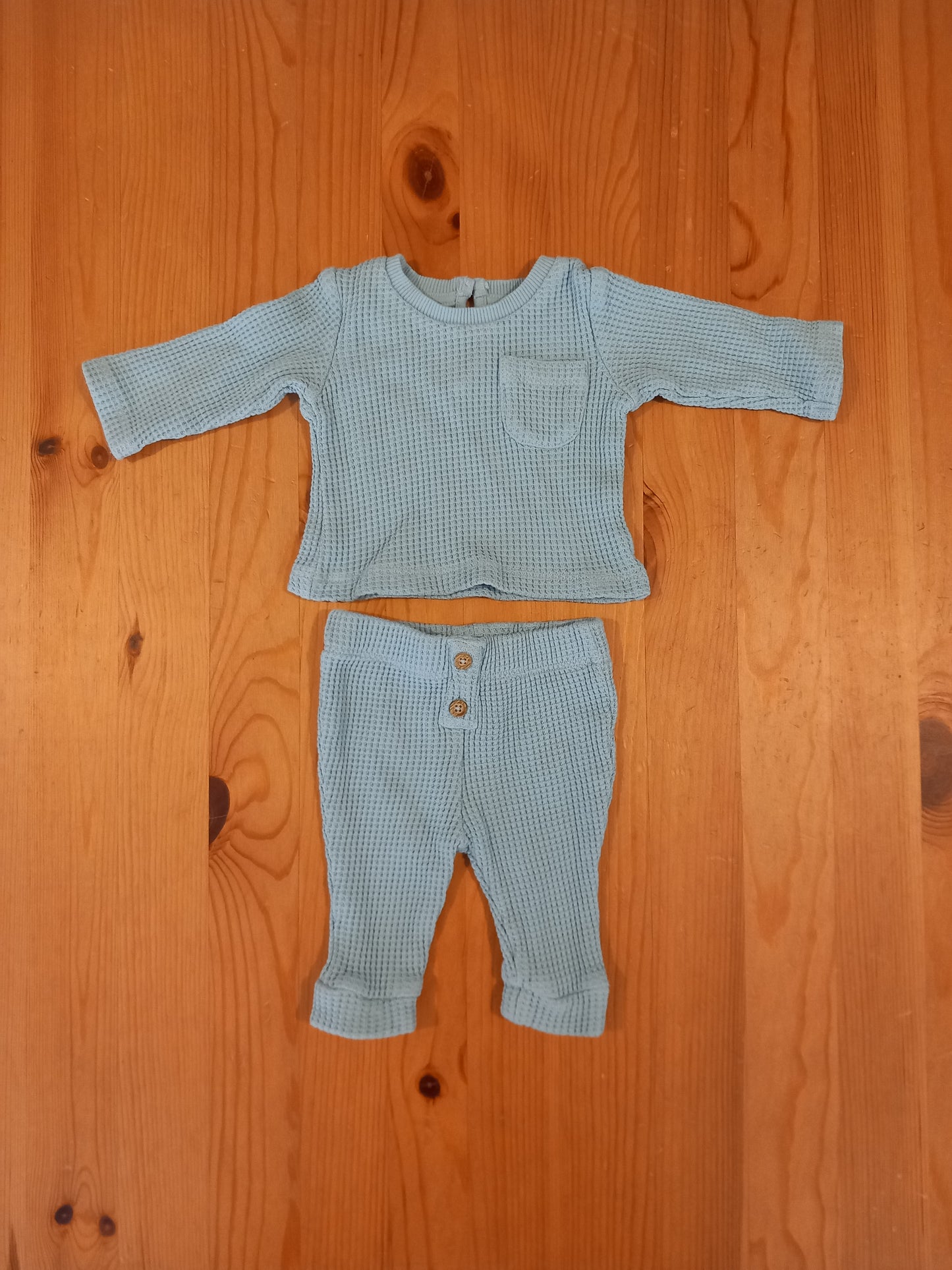 Waffle Fabric Long Sleeve Top & Trousers - Boys Newborn - Matalan