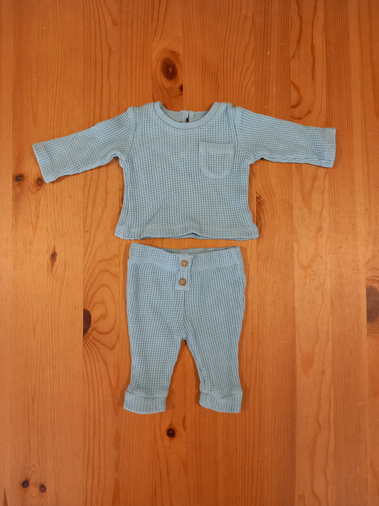 Waffle Fabric Long Sleeve Top & Trousers - Boys Newborn - Matalan