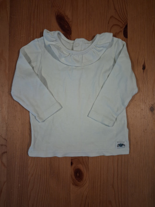 White Ruffle Collar Long Sleeve Top - Girls 12-18 months - M&S