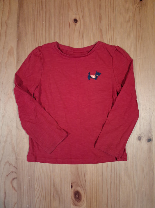 Dark Red Dog Long Sleeve Top - Girls 4-5 years - TU