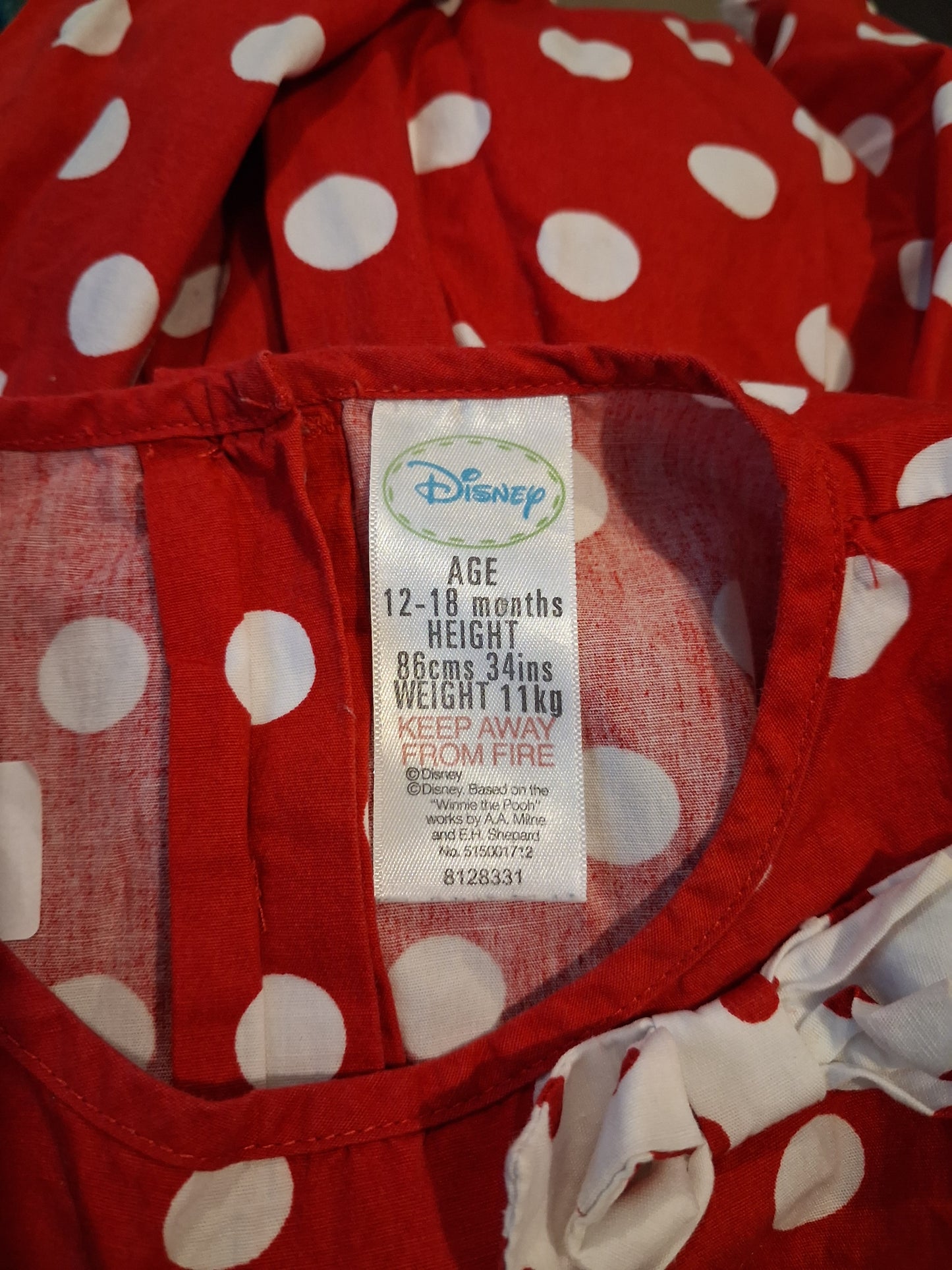 Red Spotty Minnie Mouse Dress - Girls 12-18 months - Disney