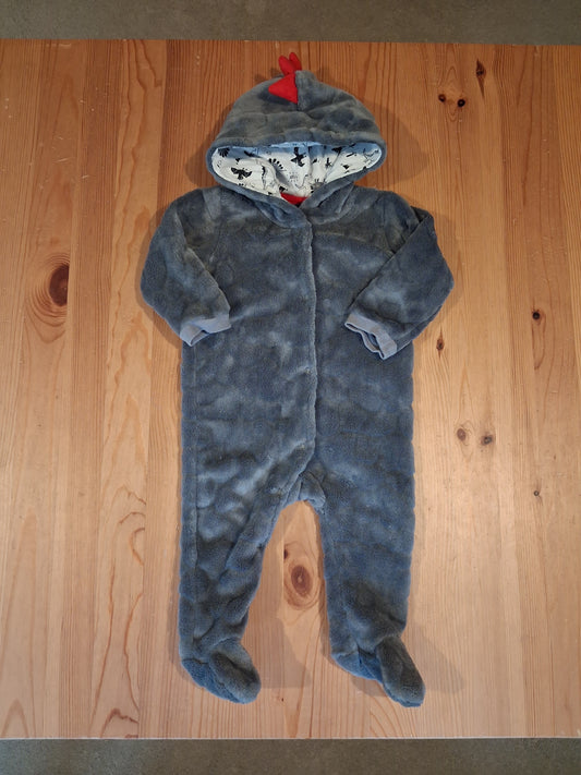 Grey Furry Dinosaur Pramsuit - Boys 6-9 months - Matalan