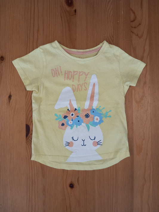 Yellow 'Hoppy Days' Glittery Rabbit T-Shirt - Girls 18-23 months - Matalan
