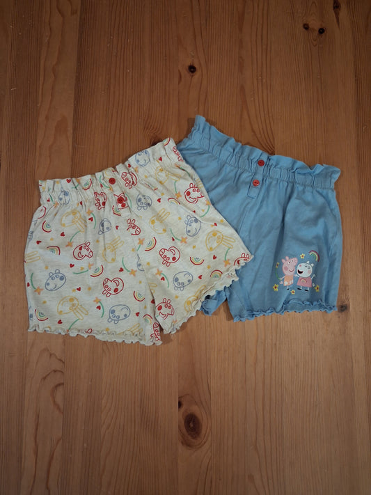 2 x Pairs Of Peppa Pig Shorts - Girls 2-3 years - George