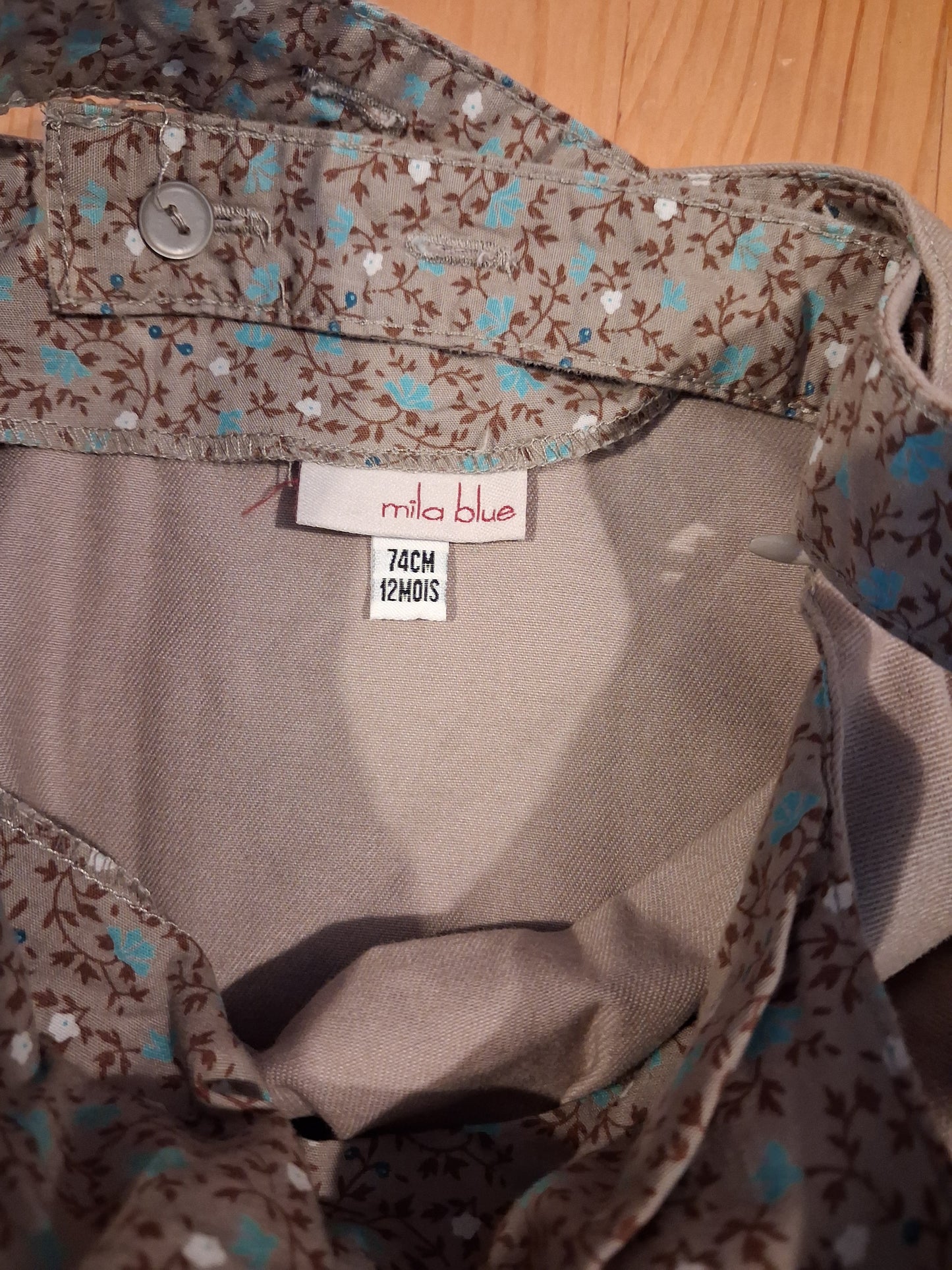 Floral Edged Pinafore Dress - Girls 12 months - Mila Blue For Vertbaudet