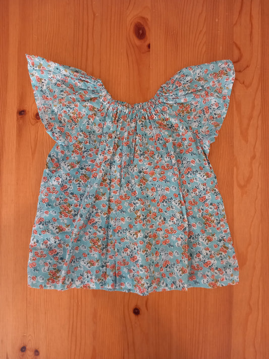 Handmade Floral Short Sleeve Top - Girls 3-4 years - Winnie Woo Handmade Childrenswear