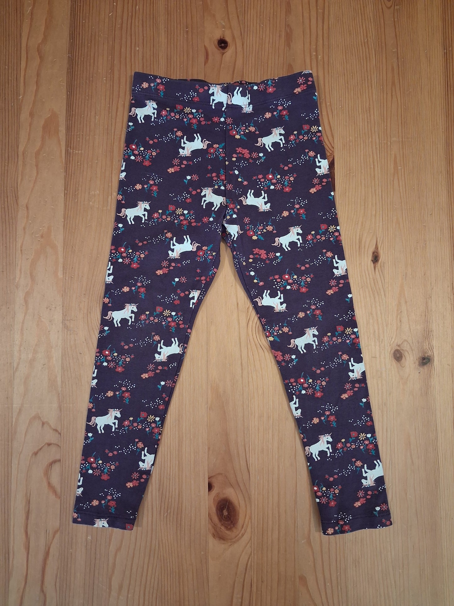 Purple Unicorns & Flowers Leggings - Girls 4 years - Next