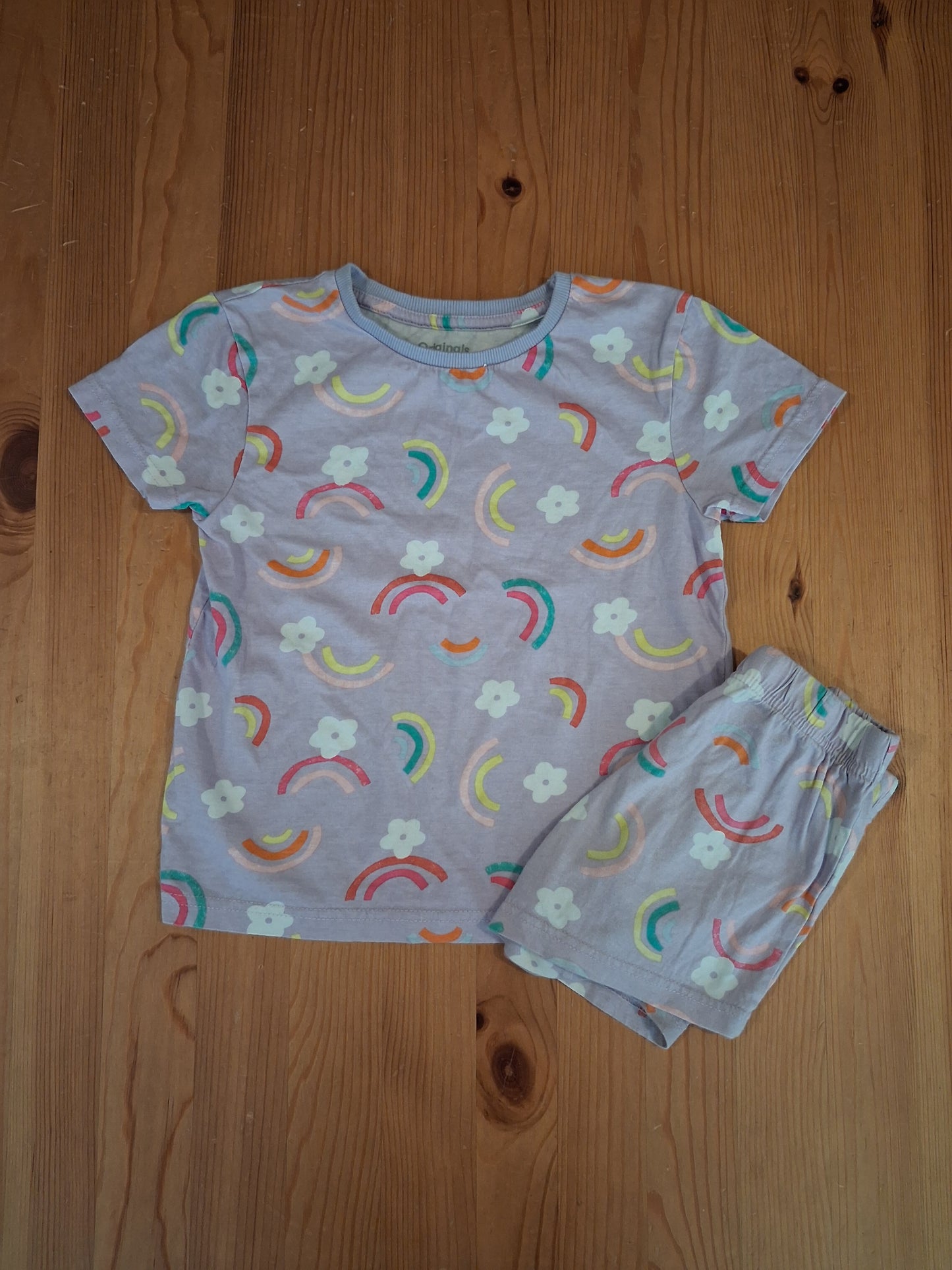 Light Purple Flowers Short Sleeve Pyjamas - Girls 5-6 years - Home Bargains