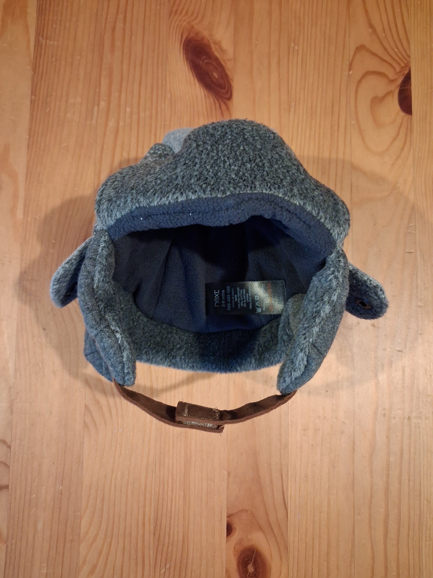 Grey Fleece Lined Hat With Chin Strap - Boys 3-9 months - Next