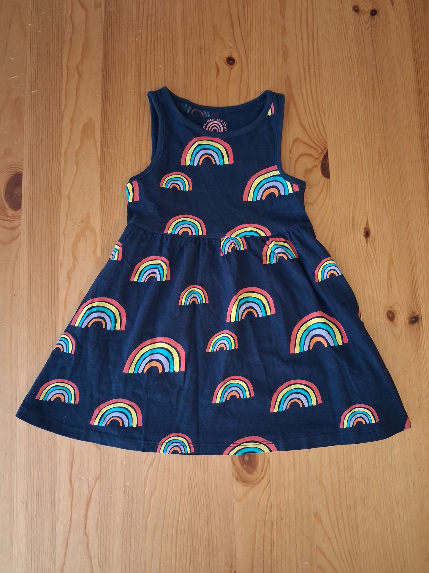 Navy Rainbows Sleeveless Dress - Girls 3-4 years - F&F