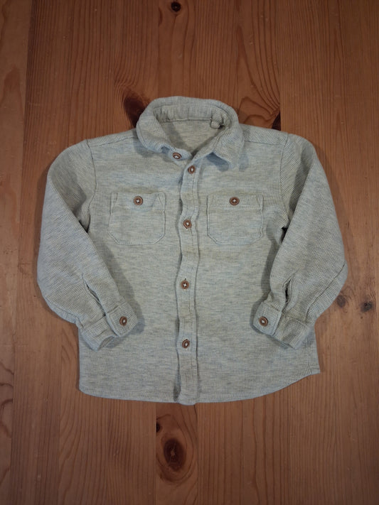Cream/Light Grey Waffle Fabric Thicker Shirt - Boys 18-24 months - George
