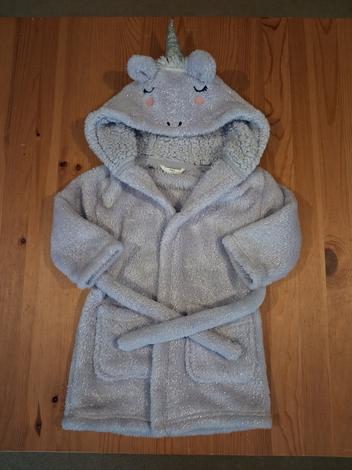 Lilac Glittery Unicorn Dressing Gown - Girls 2-3 years - M&S