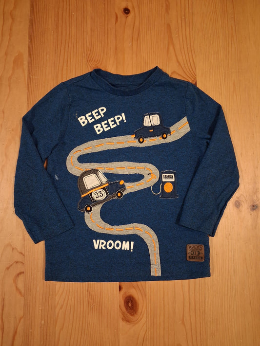 Dark Blue 'Beep Beep' Cars Long Sleeve Top - Boys 2-3 years - F&F