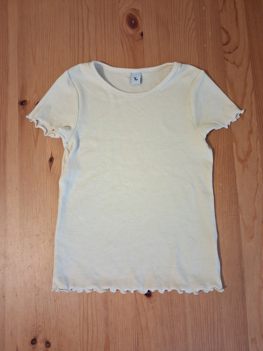Beige Ribbed T-Shirt With Feature Sleeves & Hem - Girls 6-7 years - TU
