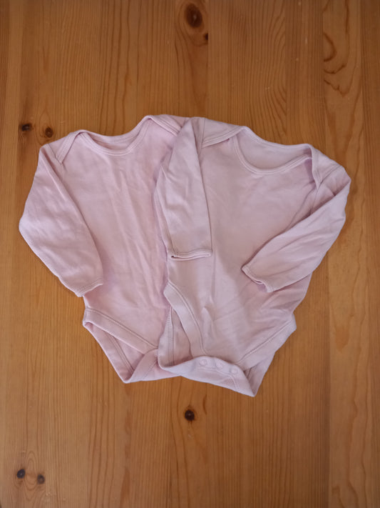 2 x Pink Long Sleeve Bodysuits - Girls 6-9 months - George